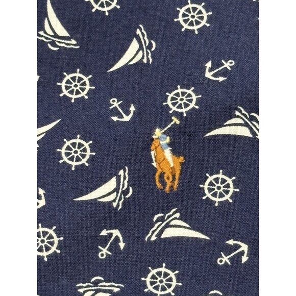 Ralph Lauren Nautical Blue Short Sleeve Button Down Flesh Pony Shirt Mens Medium - Picture 6 of 12